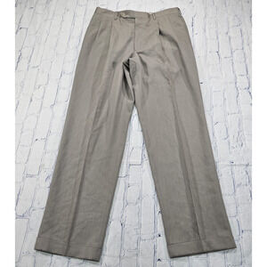 Corbin MENS 35 Trousers Wool Pleated VINTAGE 90s Light Brown Cuffed Loose Pants